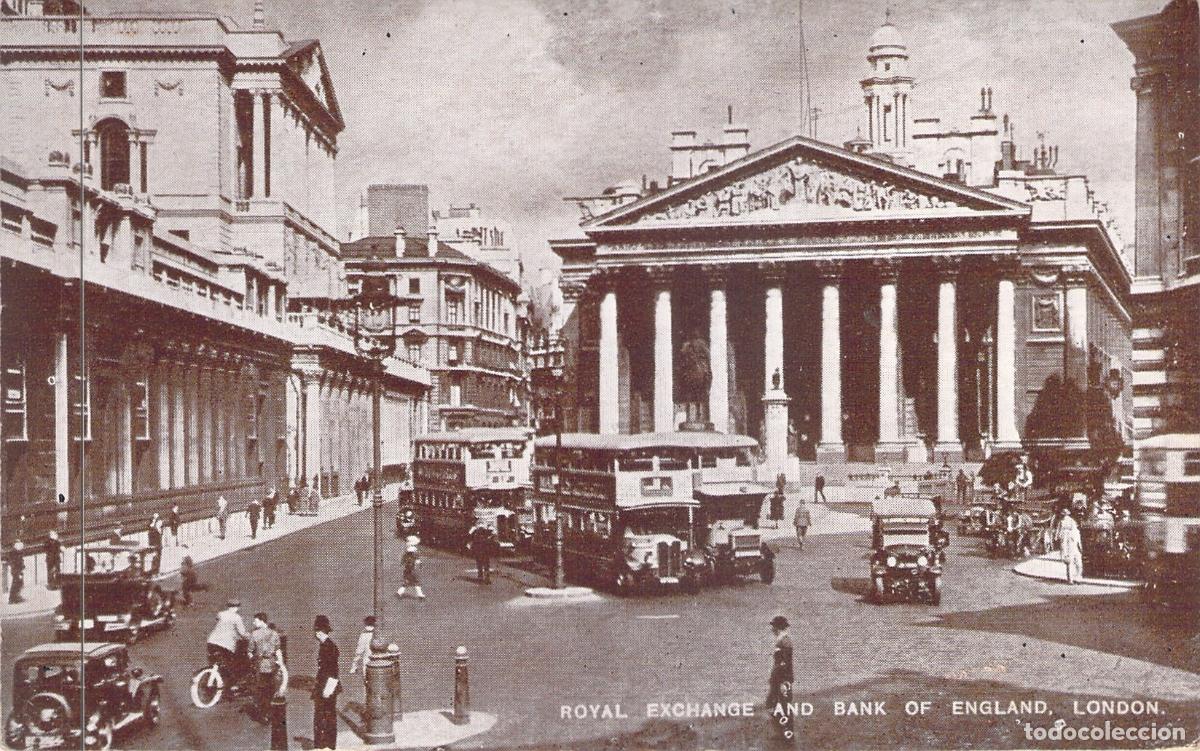 Postales: Postal de Royal Exchange y Bank of England, Londres