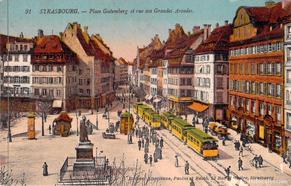 Postales: Postal de Estrasburgo, Plaza Gutenberg y Calle de las Grandes Arcadas