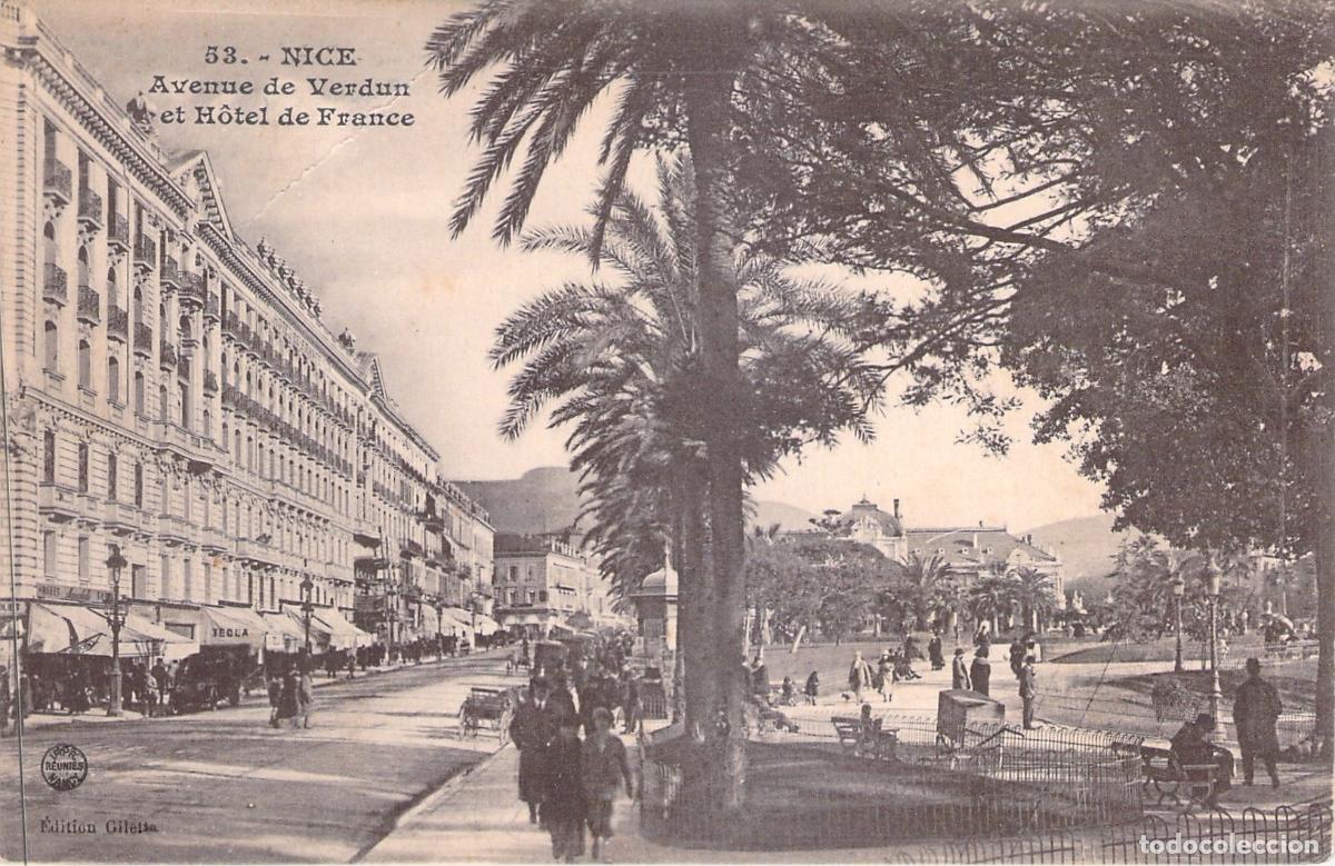 Postales: Postal de Niza: Avenue de Verdun y H&ocirc;tel de France