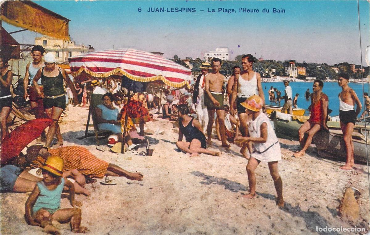 Postales: Postal Juan-les-Pins Francia La Playa y la Hora del Ba&ntilde;o
