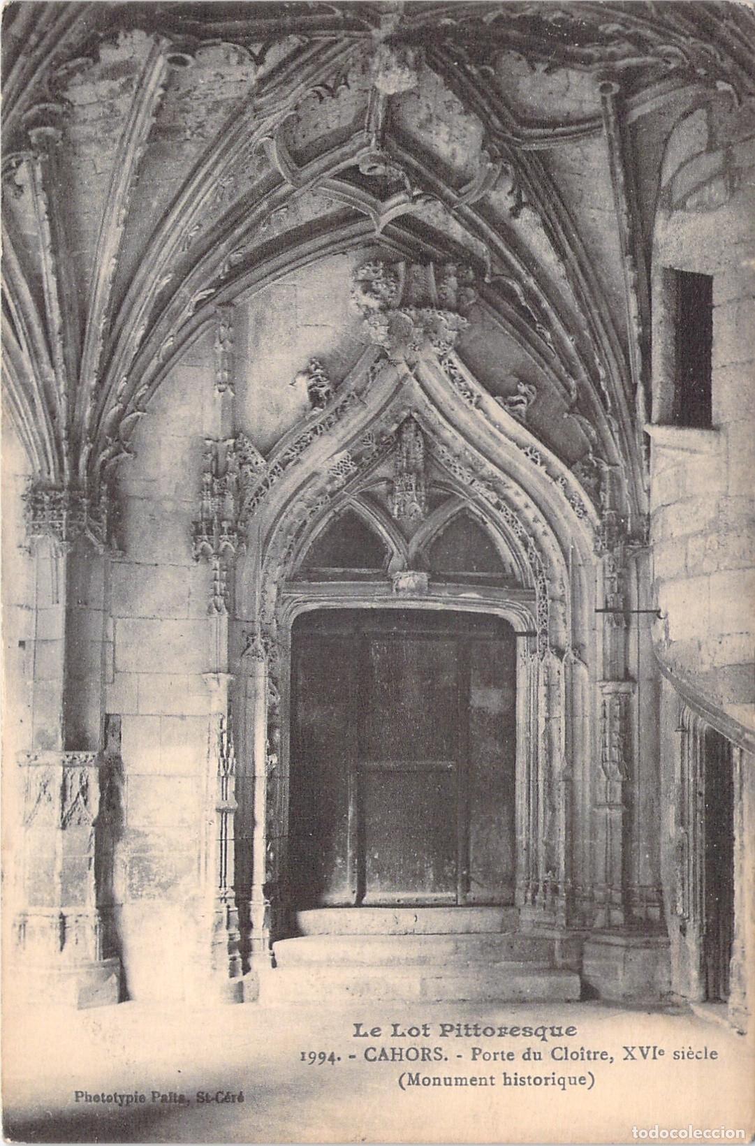 Postales: Postal de la Puerta del Claustro de la Catedral de Cahors, Francia