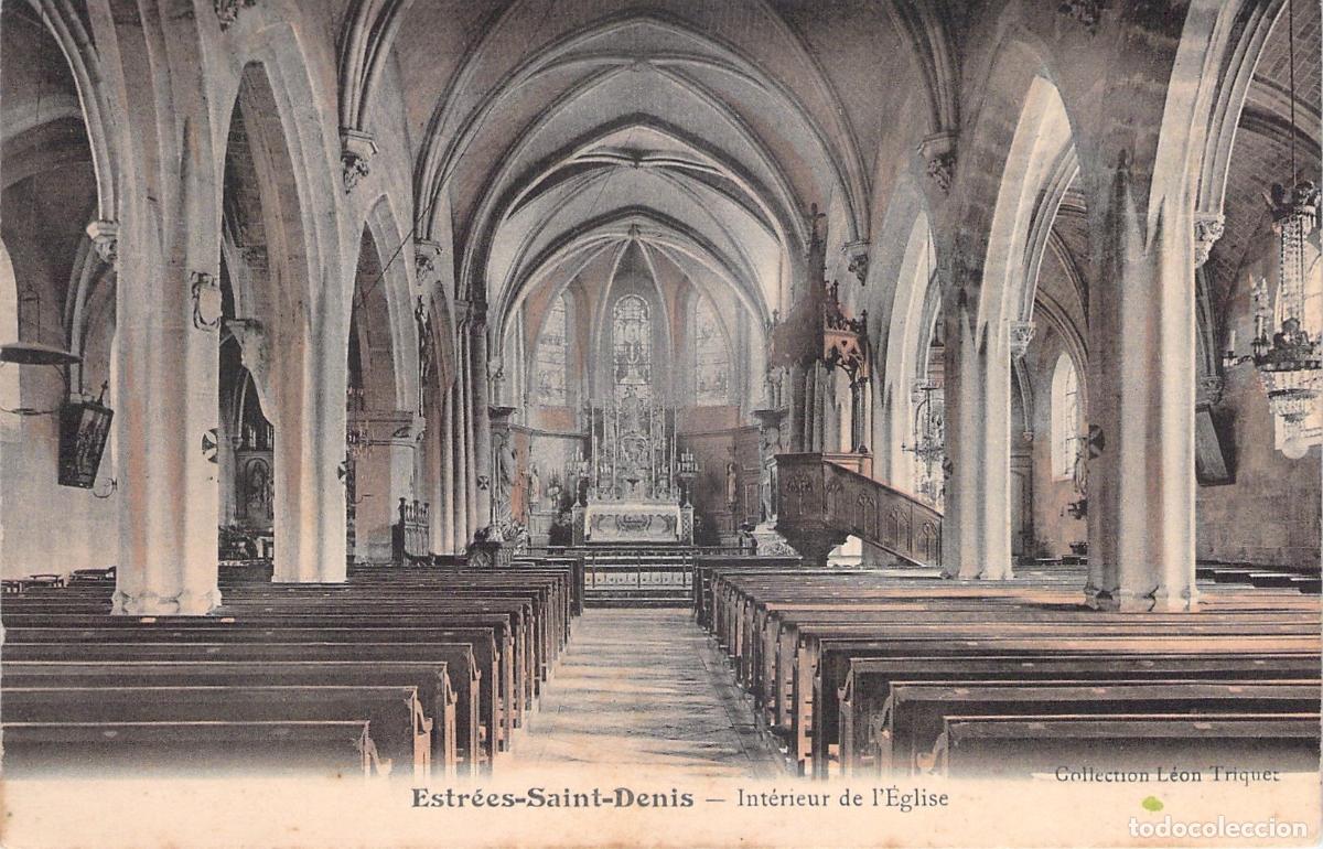 Postales: Postal del Interior de la Iglesia de Estr&eacute;es-Saint-Denis, Francia