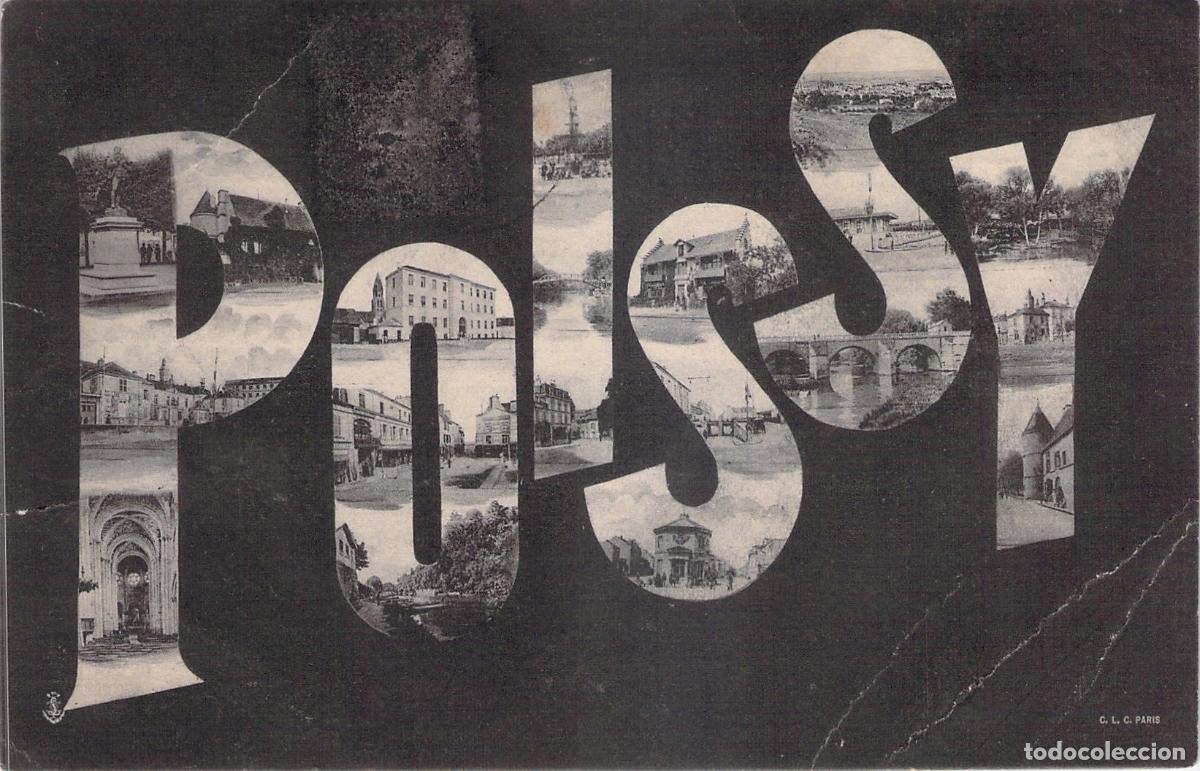 Postales: Postal de Poissy con Vistas en Letras Grandes - Francia