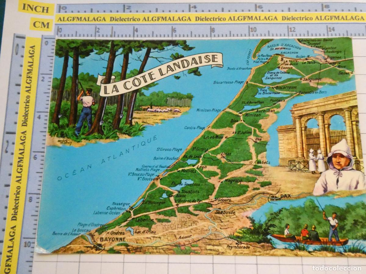 Postales: POSTAL DE FRANCIA. MAPA PLANO REGI&Oacute;N COTE LANDAISE. 3000