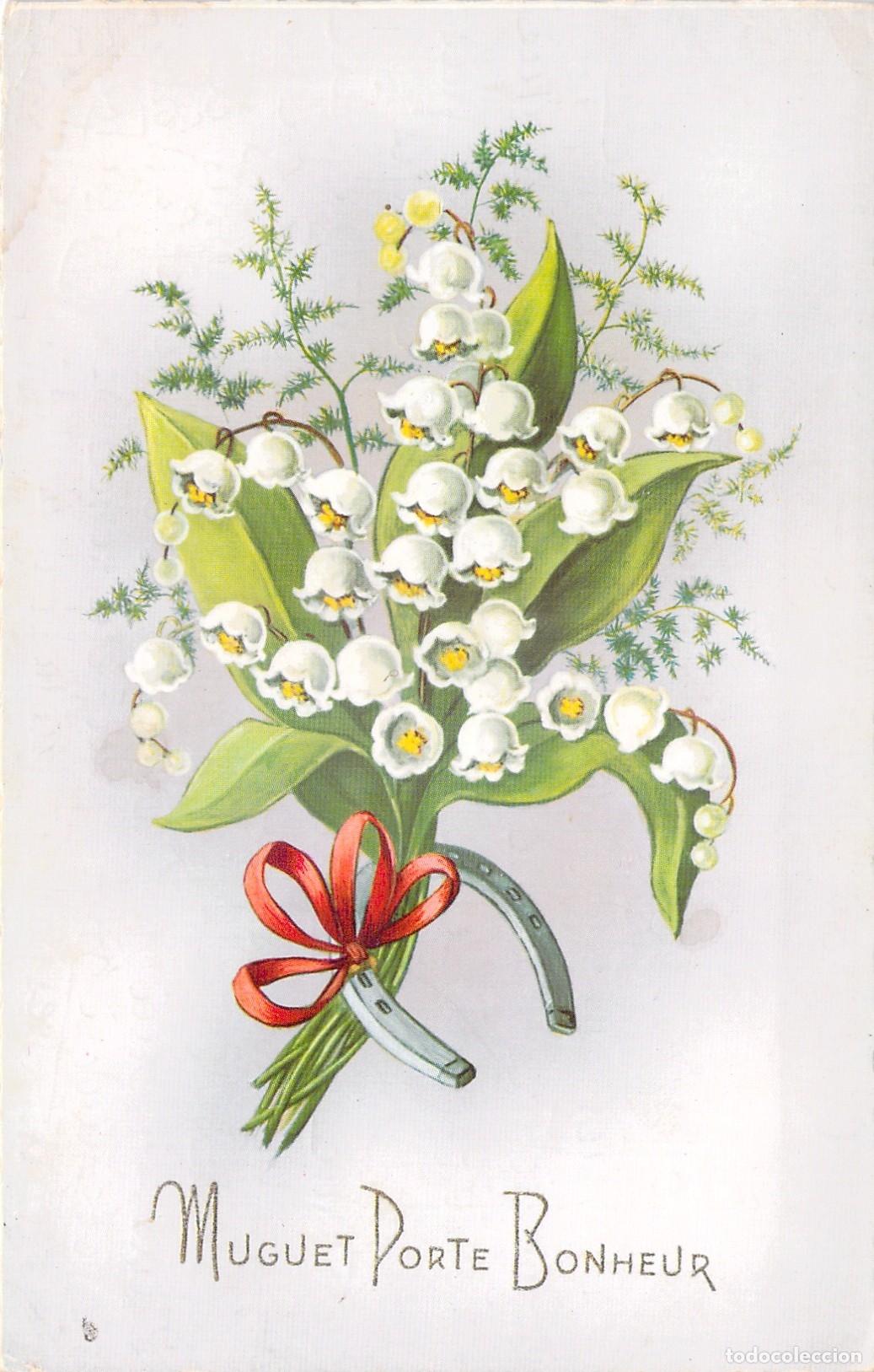 Postcards: Postal de Muguet y Herradura de la Suerte - Flores de Mayo