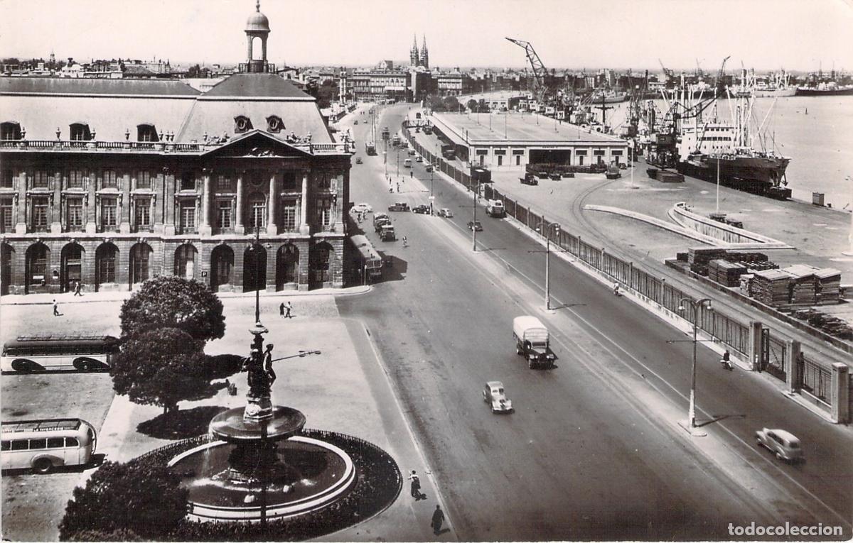 Postales: Postal de Burdeos: Plaza y Palacio de la Bolsa y Quai Louis XVIII