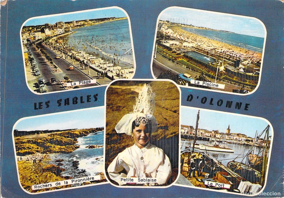 Postales: Postal Multivista de Les Sables-d'Olonne, Francia y Escenas Costeras