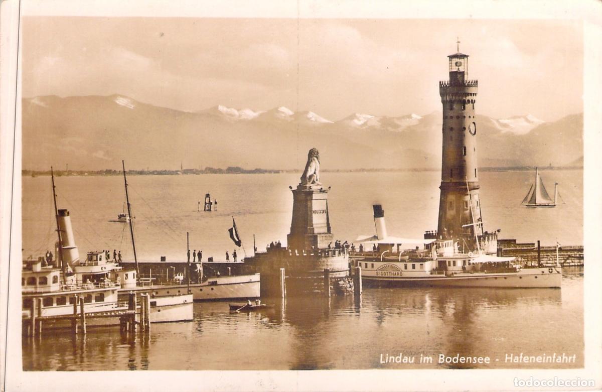 Postales: Postal del Puerto de Lindau y el Faro en el Lago Constanza