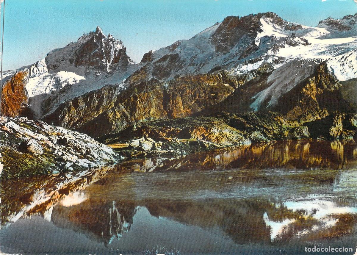 Postales: Postal del Lac L&eacute;ri&eacute;, La Meije y Le R&acirc;teau en los Alpes Franceses