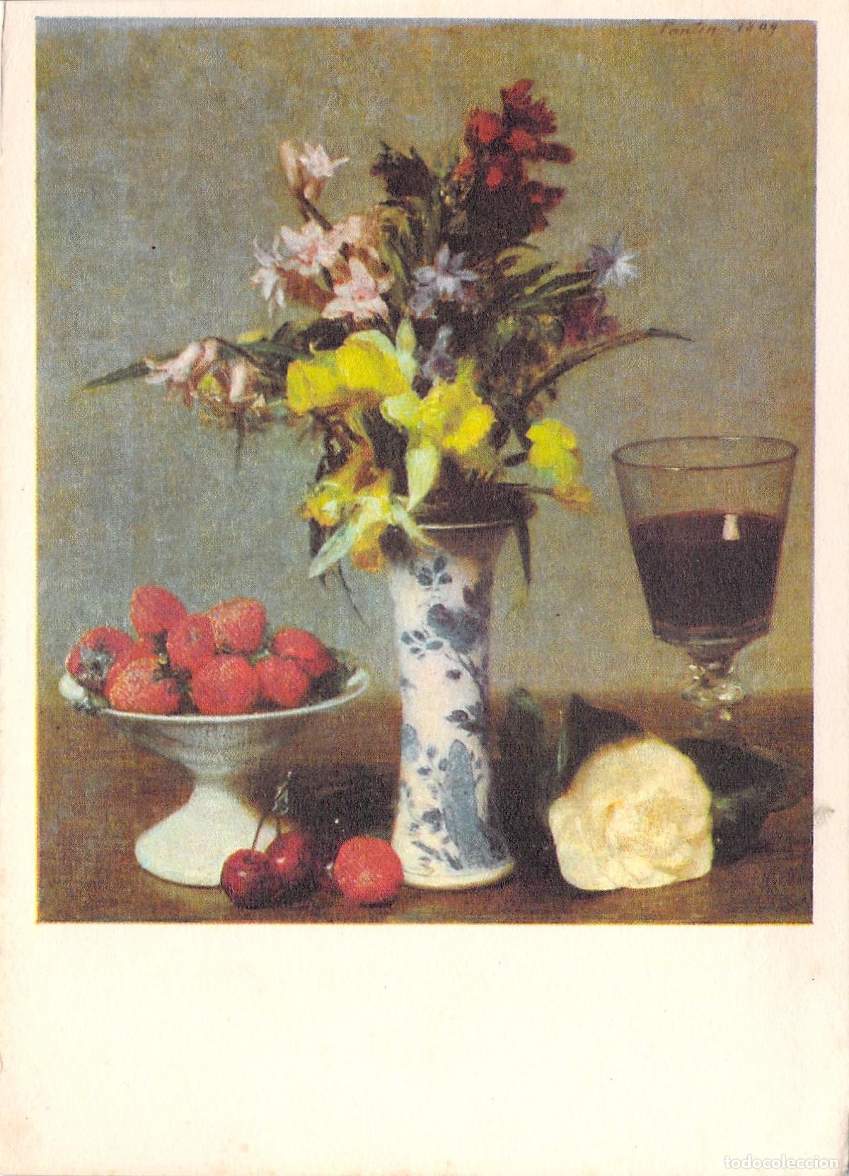 Postales: Postal de Arte: Naturaleza Muerta de Fantin-Latour, Museo de Grenoble