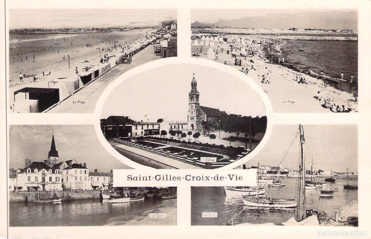 Postcards: Postal de Saint-Gilles-Croix-de-Vie Francia Multivista Playa y Puerto