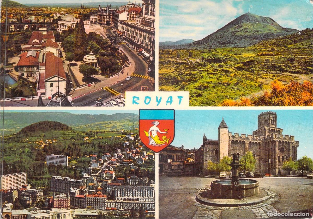 Postales: Postal de Royat, Puy-de-D&ocirc;me, Francia - Multi-vista con Iglesia y Volc&aacute;n