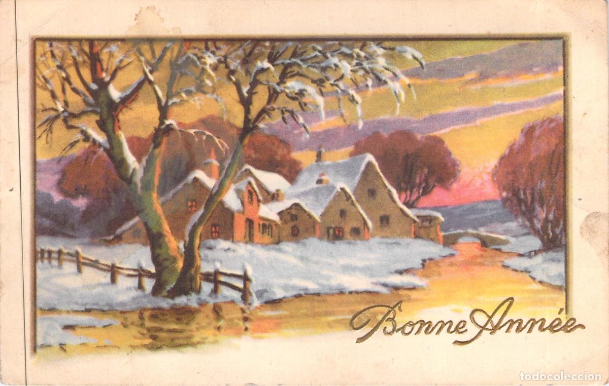 Postkarten: Postal de Felicitaci&oacute;n de A&ntilde;o Nuevo con Paisaje Invernal Nevado