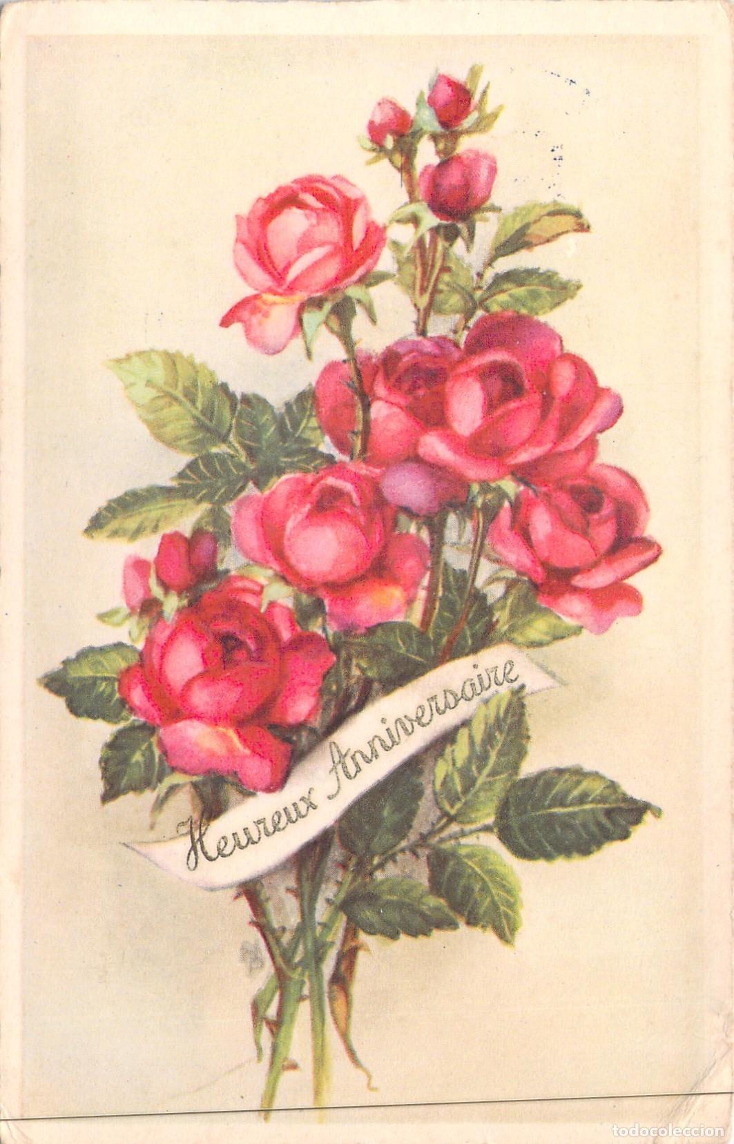 Postcards: Postal de Feliz Cumplea&ntilde;os con Ilustraci&oacute;n de Rosas
