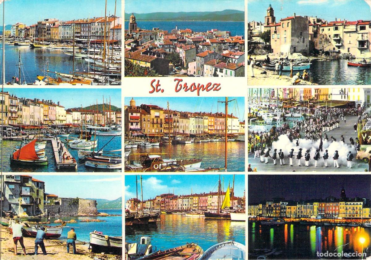 Postcards: Postal de Saint-Tropez Multivista del Puerto y Ciudad Costa Azul