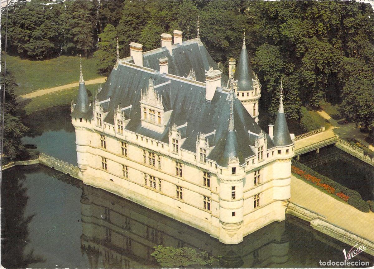 Postales: Postal del Castillo de Azay-le-Rideau en el Valle del Loira, Francia