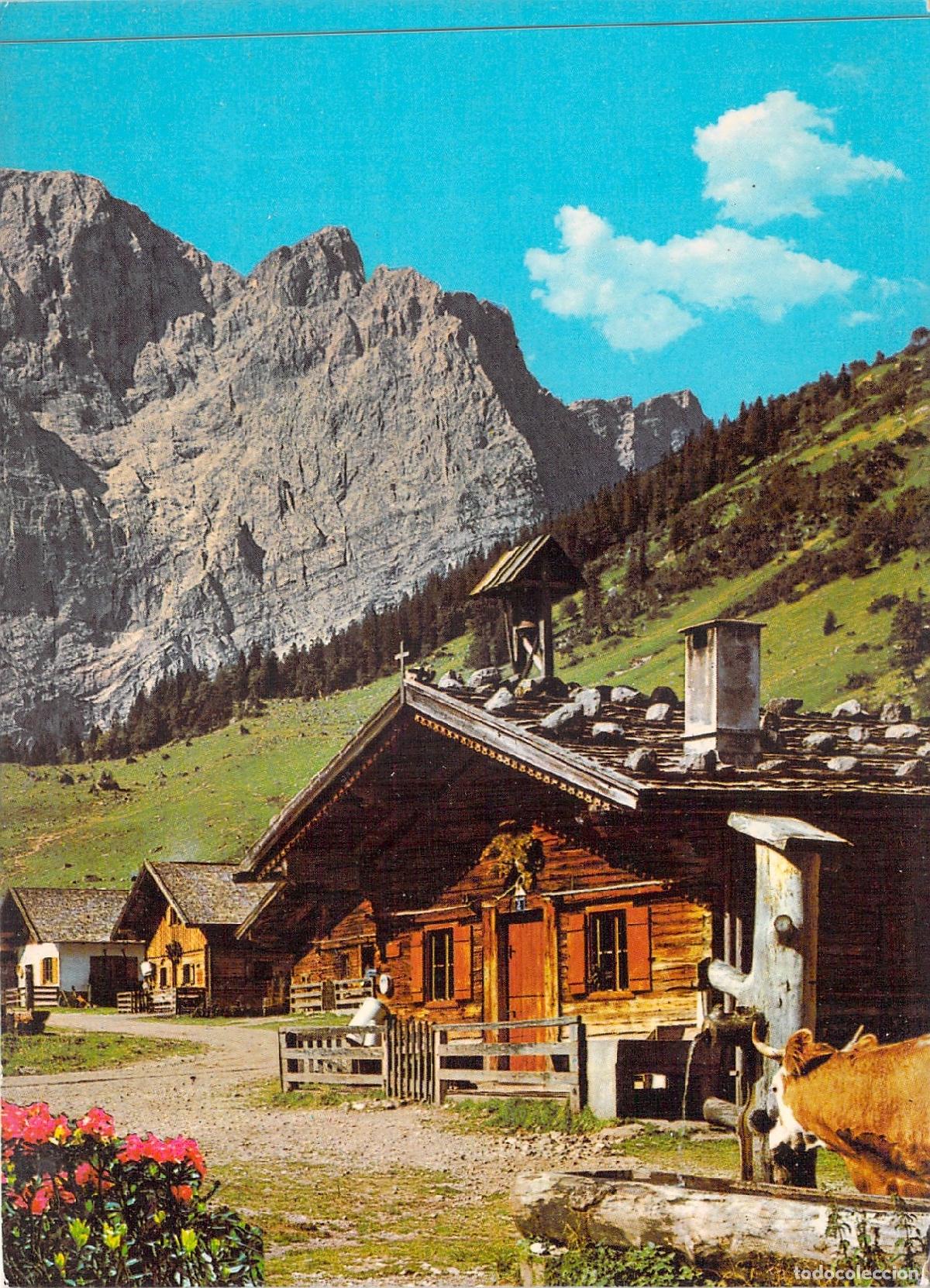 Postales: Postal de los Alpes Austriacos con Caba&ntilde;a Tradicional y Paisaje de Monta&ntilde;a