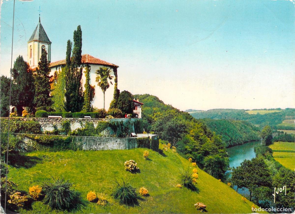 Postales: Postal de Cambo-les-Bains, Iglesia y Vista del R&iacute;o Nive, Pa&iacute;s Vasco Franc&eacute;s