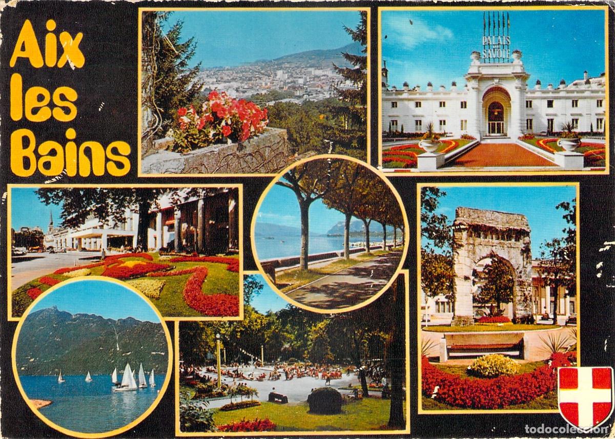 Postales: Postal multi-vistas de Aix-les-Bains, Saboya, Francia