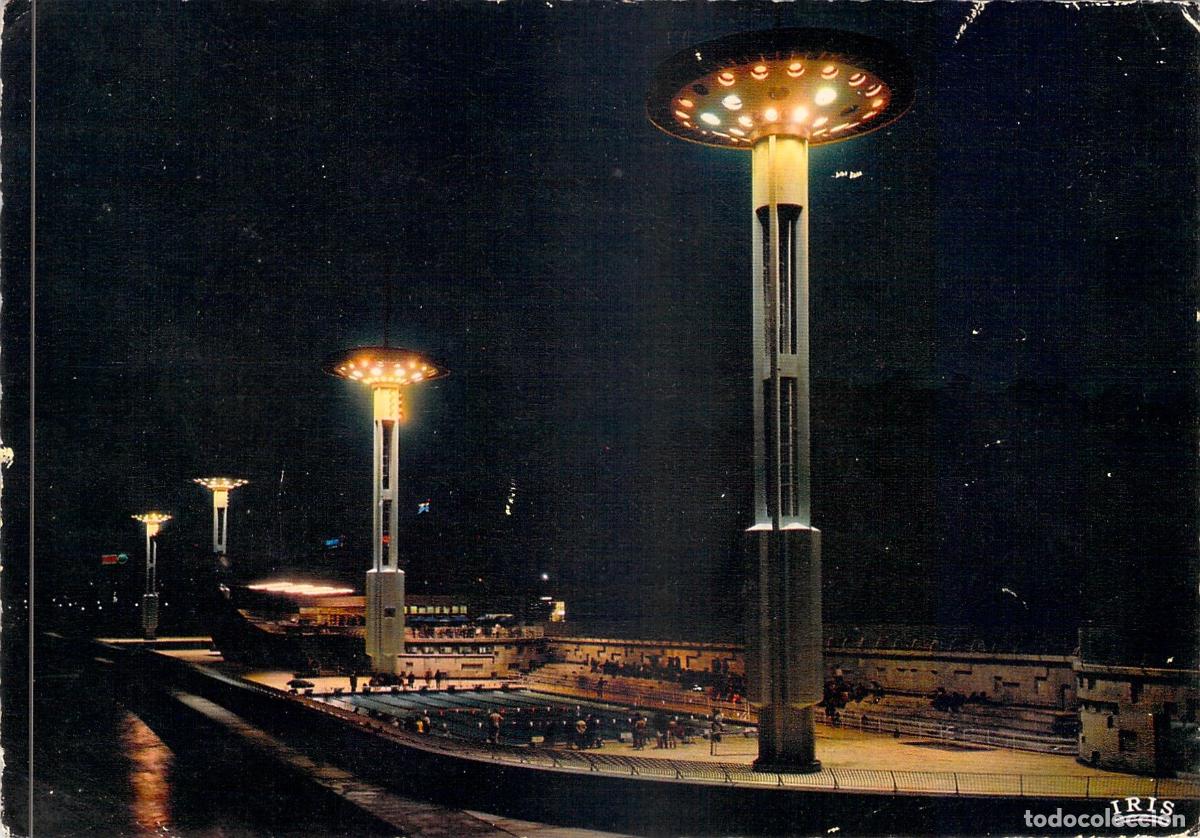 Cartes Postales: Postal de Lyon: Piscina del R&oacute;dano y Cuenca Ol&iacute;mpica de Noche