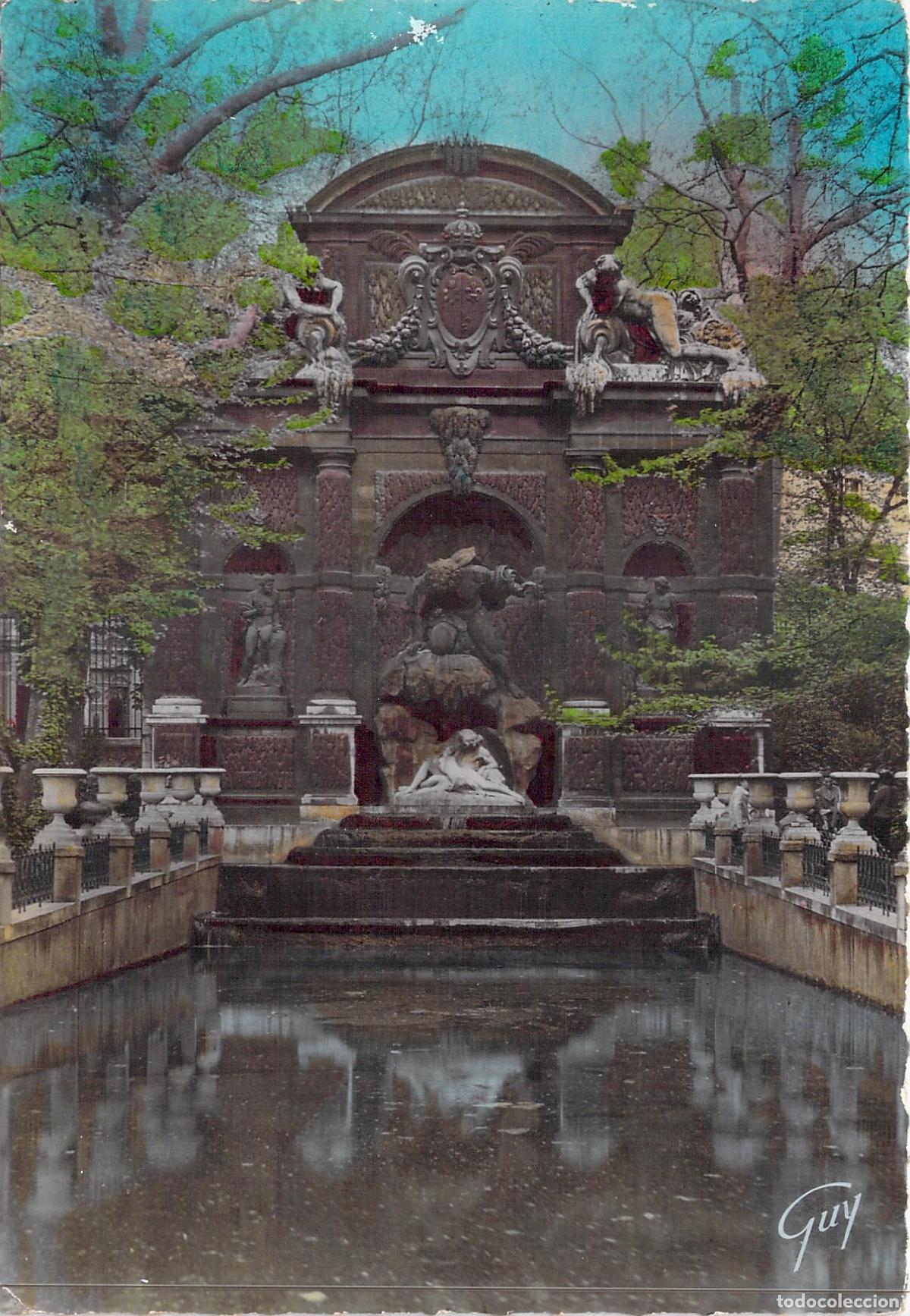 Postales: Postal del Jard&iacute;n de Luxemburgo y Fuente M&eacute;dicis en Par&iacute;s