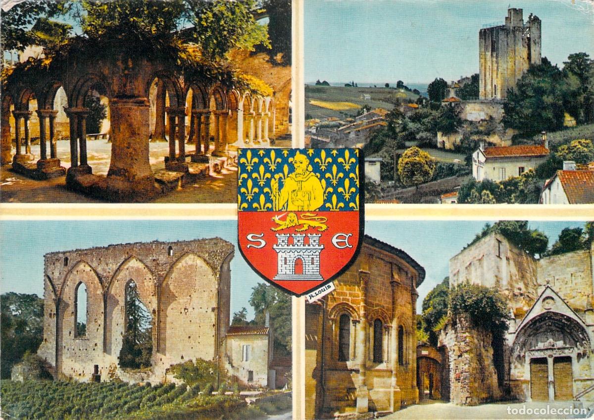 Postales: Postal de Saint-Emilion Gironde con Escudo y Vistas M&uacute;ltiples