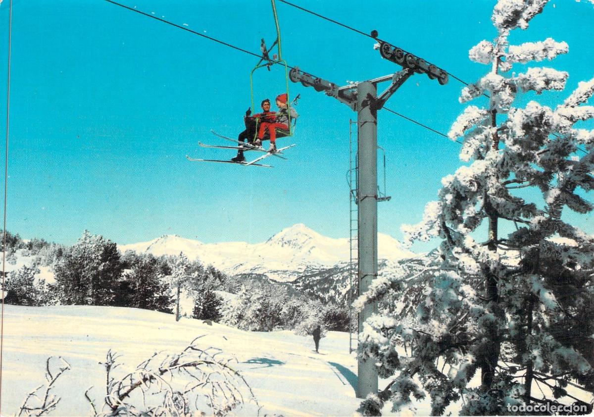 Postales: Postal de Font-Romeu, Pistas de Esqu&iacute; y Telesilla en los Pirineos