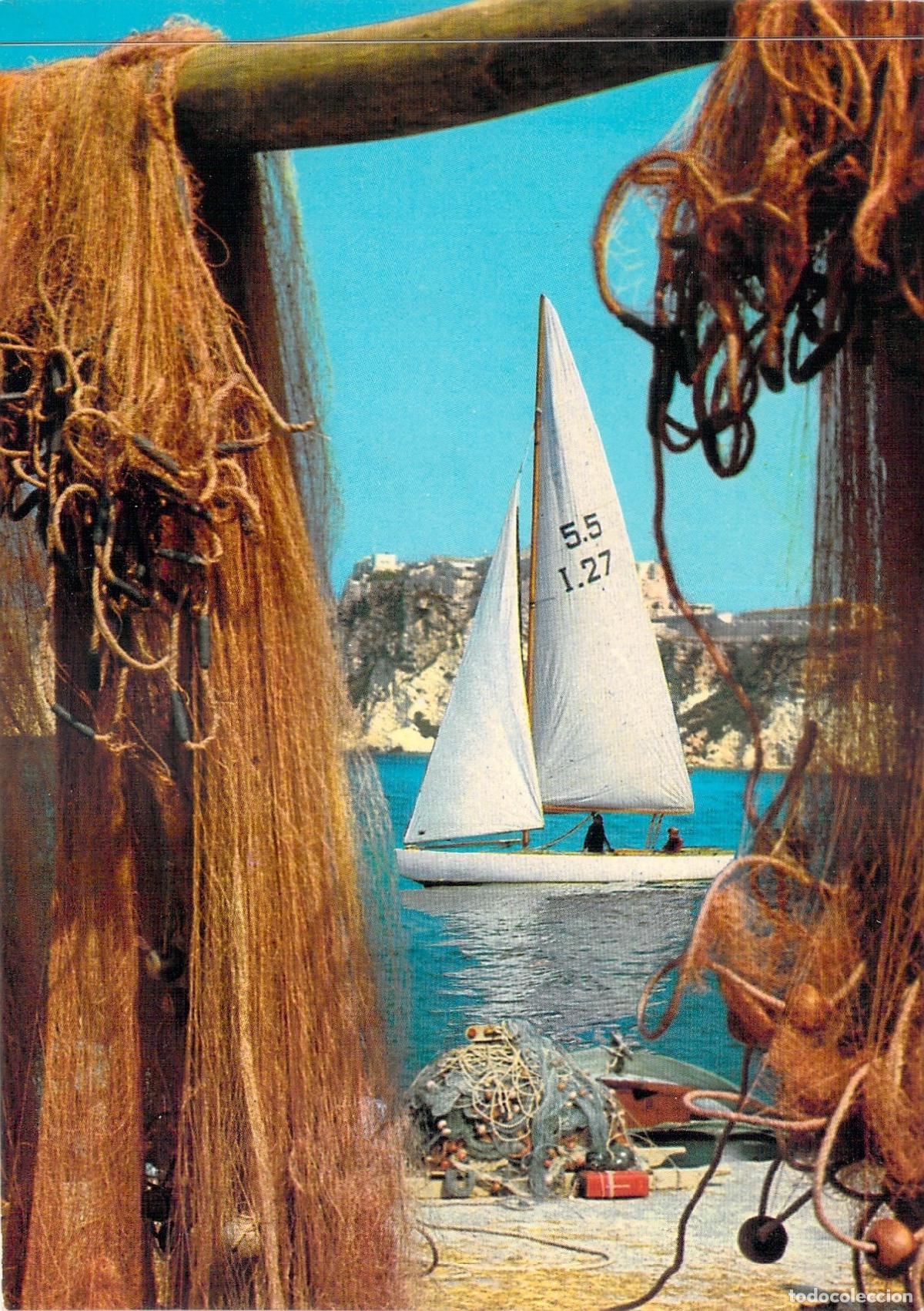 Postales: Postal de Velero y Redes de Pesca en la Costa Italiana