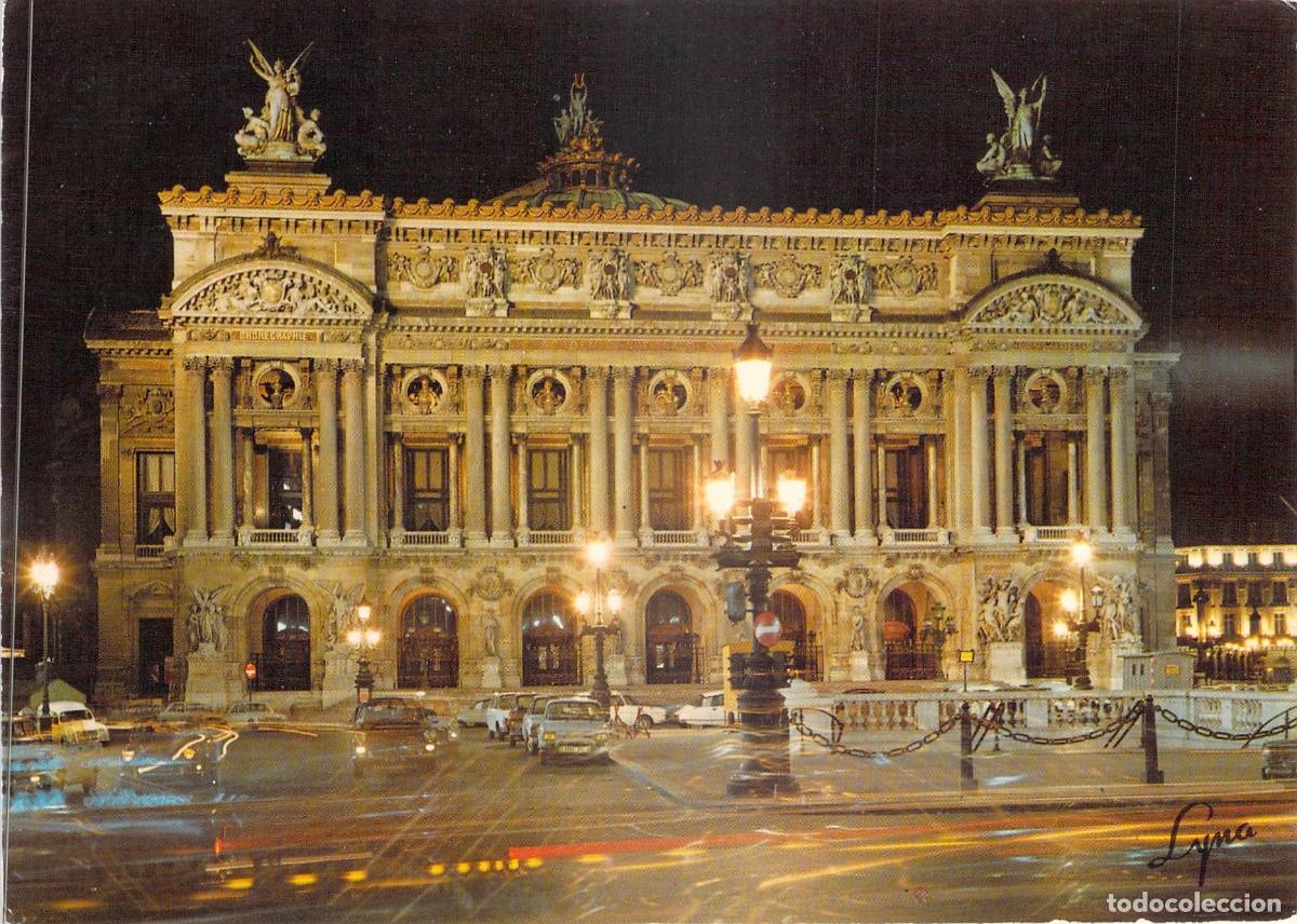 Postales: Postal de Par&iacute;s la Nuit: El Edificio de la &Oacute;pera Garnier Iluminado