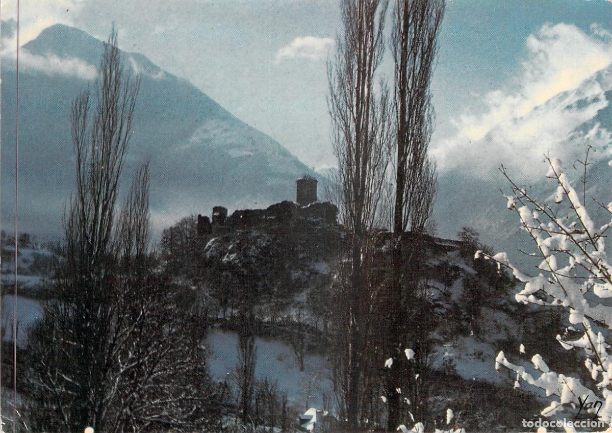 Postales: Postal del Castillo de Beaucens en Invierno, Valle de Argel&egrave;s, Pirineos