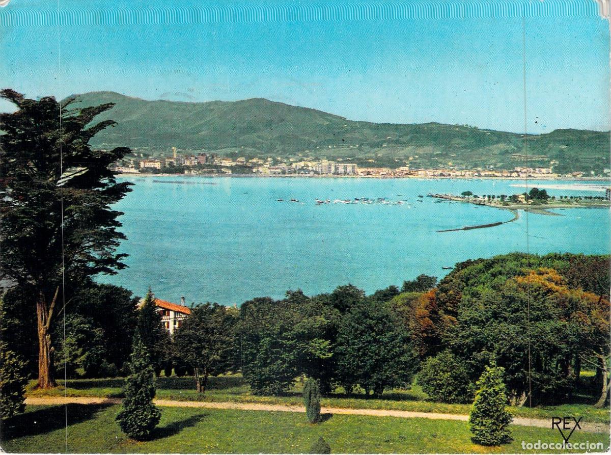 Postales: Postal de la Bah&iacute;a de Chingoudy en Hendaye, Frontera con Espa&ntilde;a