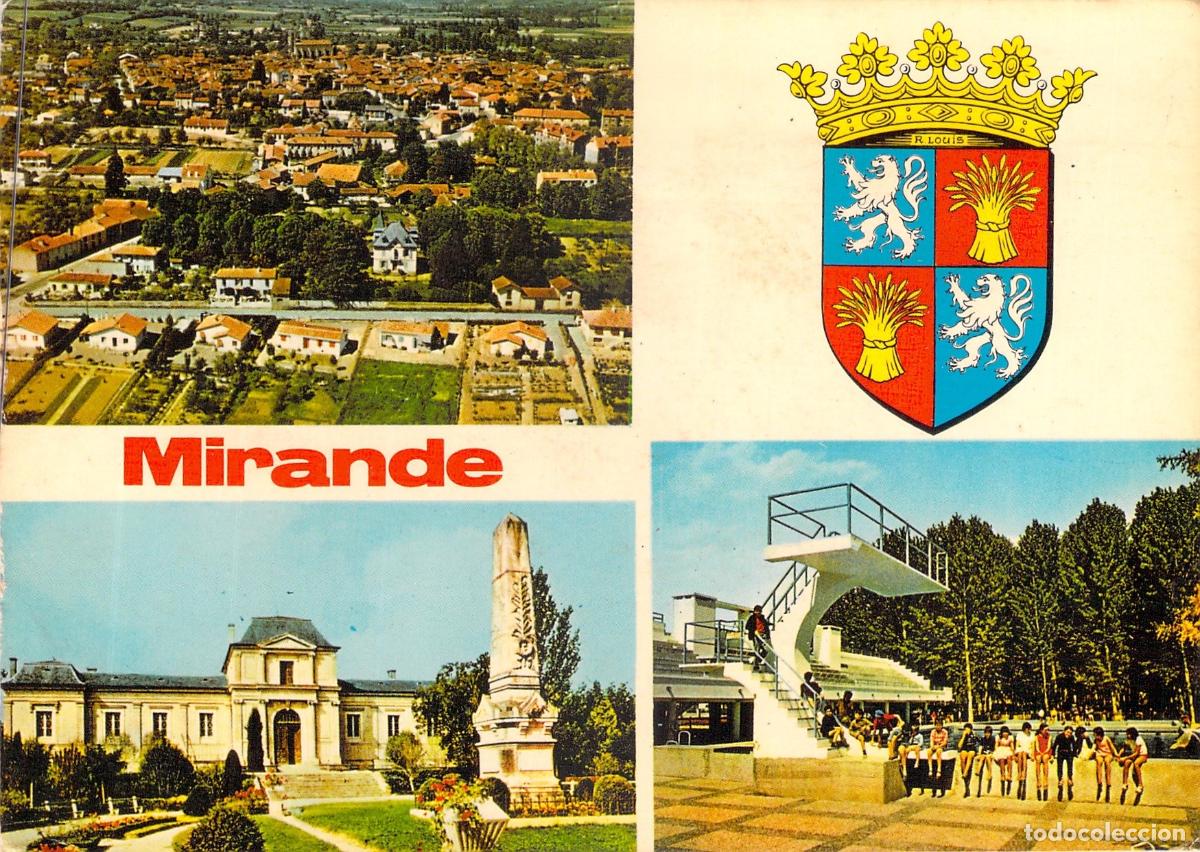 Cartes Postales: Postal de Mirande, Gers, Francia con Escudo de Armas y Vistas