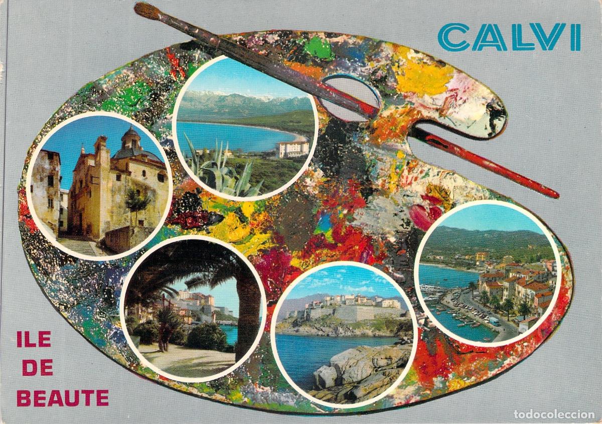 Postcards: Postal de Calvi C&oacute;rcega Multi-vista en Paleta de Pintor