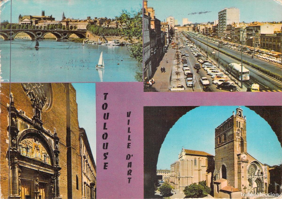 Postcards: Tarjeta Postal Toulouse Ville d'Art Francia Multivista Garonne Catedral