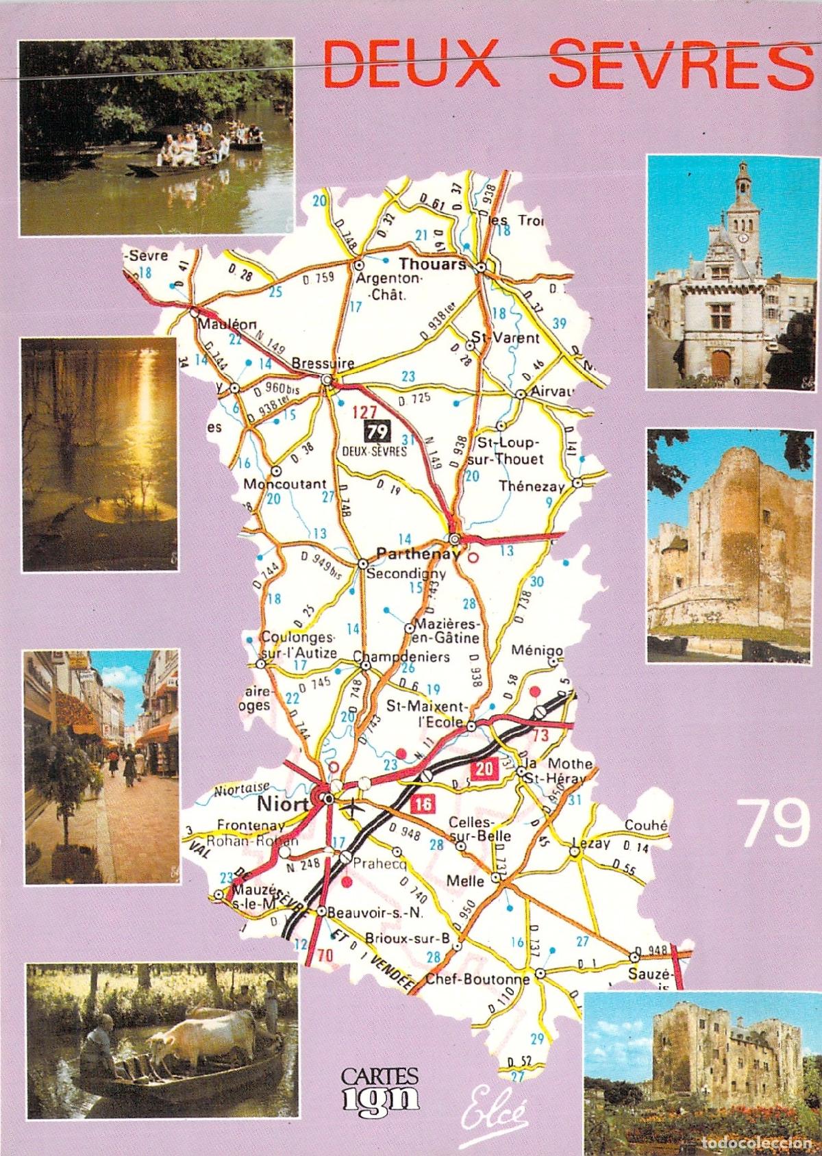 Postcards: Postal del Mapa Tur&iacute;stico del Departamento de Deux-S&egrave;vres, Francia