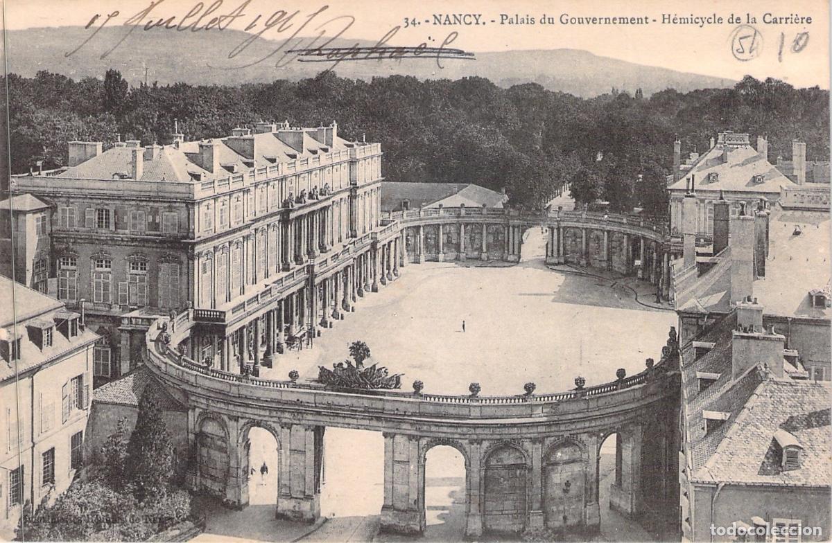 Cartes Postales: Postal Nancy Palais du Gouvernement H&eacute;micycle de la Carri&egrave;re Francia