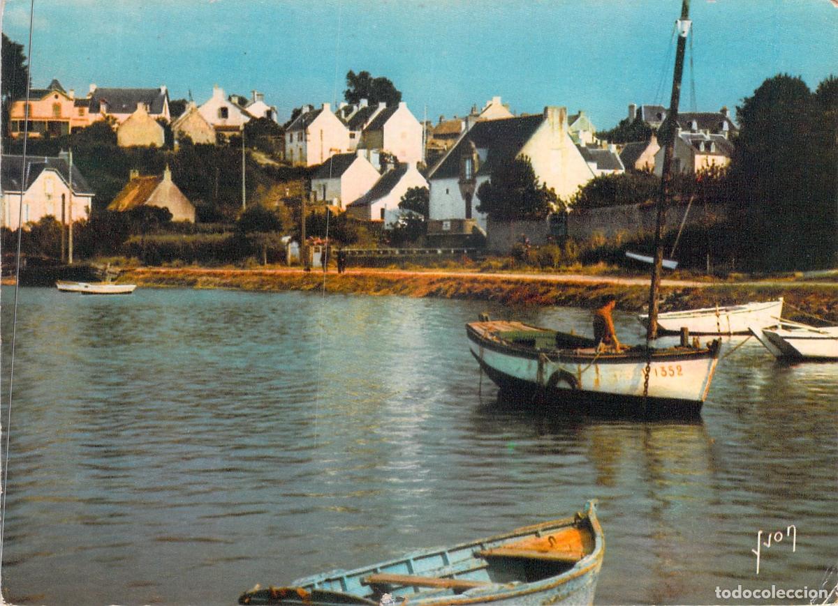 Postales: Postal de L'&Icirc;le-aux-Moines, Breta&ntilde;a - El Puerto y las Casas del Pueblo