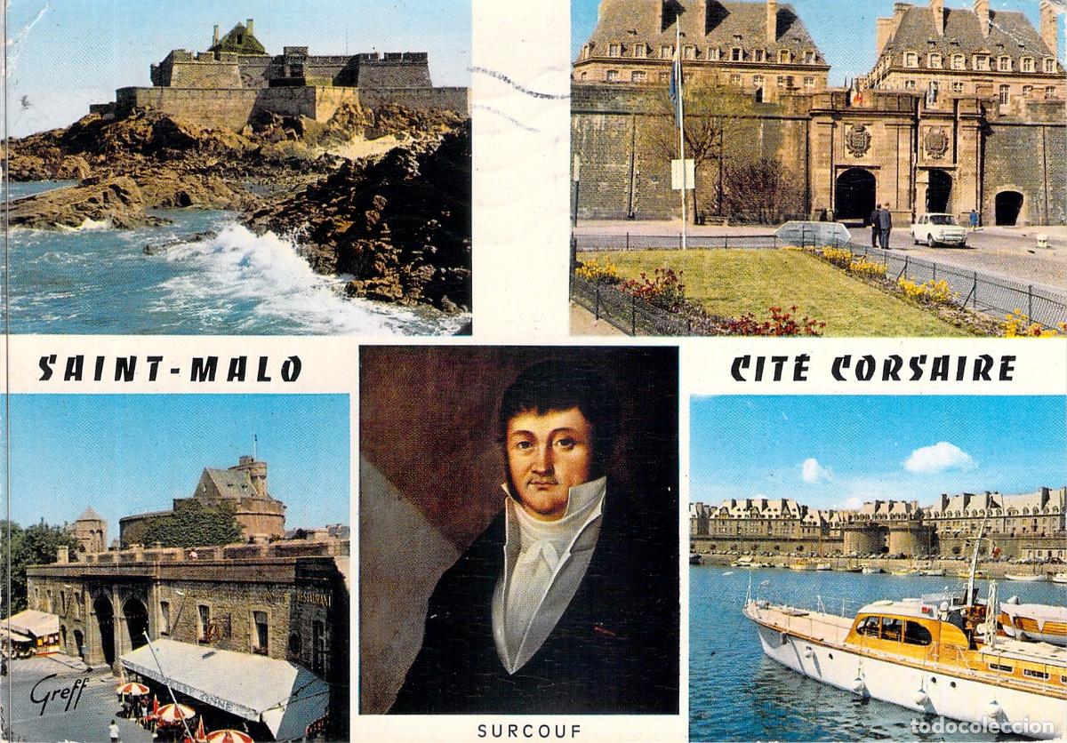 Postales: Postal de Saint-Malo: Fort National, Surcouf y Vistas de la Ciudad