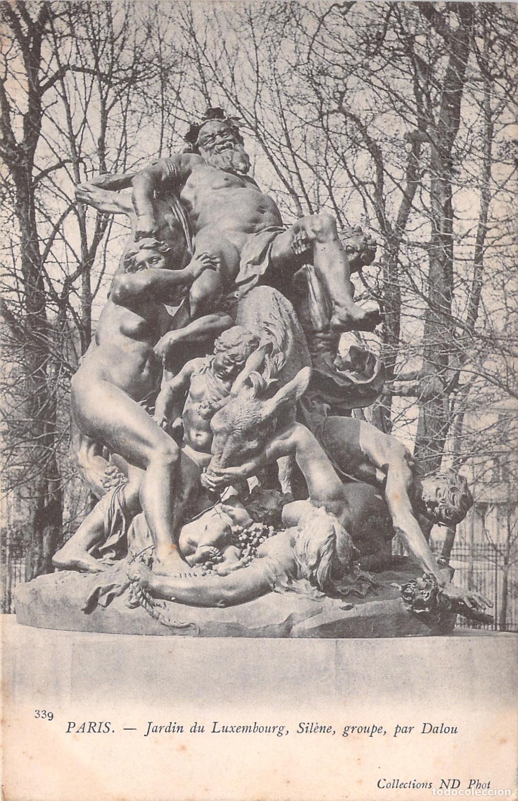 Postales: Postal de Par&iacute;s: Escultura de Sileno en los Jardines de Luxemburgo por Dalou