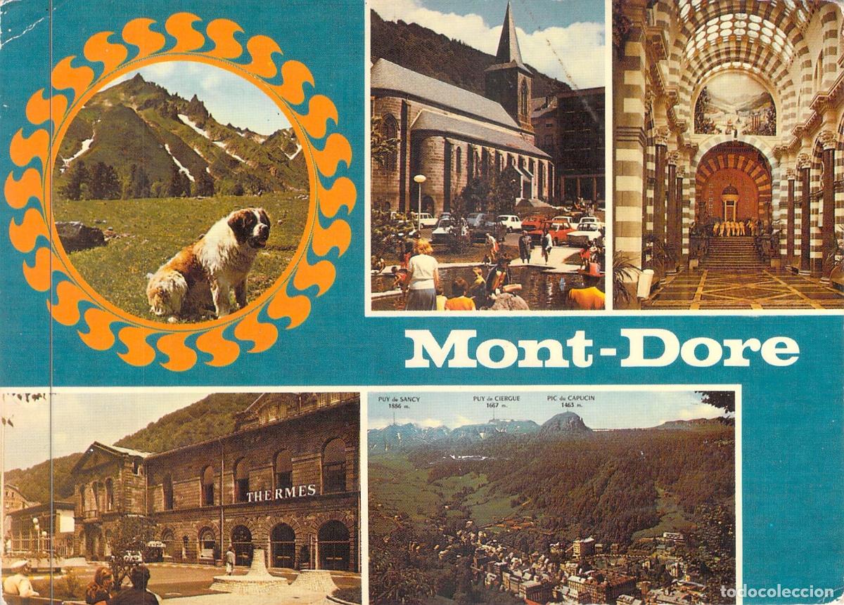 Postales: Postal Multi-vista de Le Mont-Dore, Auvergne, Francia - Termas y Paisajes