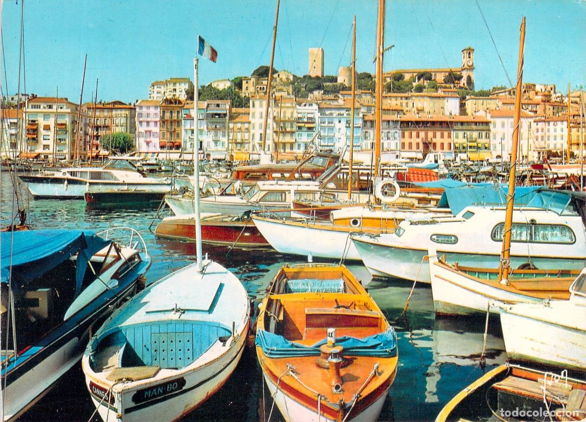 Postales: Postal de Cannes: El Puerto de Yates y Le Suquet, Francia