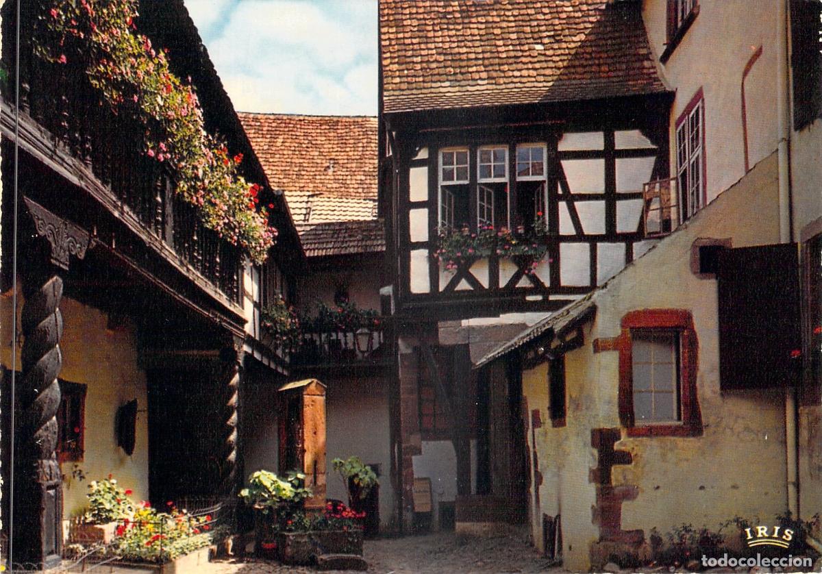 Postales: Postal de Riquewihr, Alsacia - Cour des Cigognes y arquitectura medieval