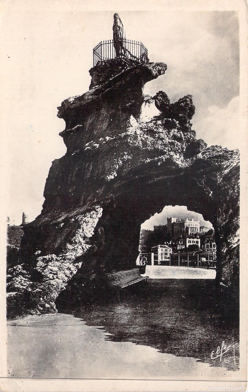 Postales: Postal de Biarritz: El emblem&aacute;tico Rocher de la Vierge en Francia
