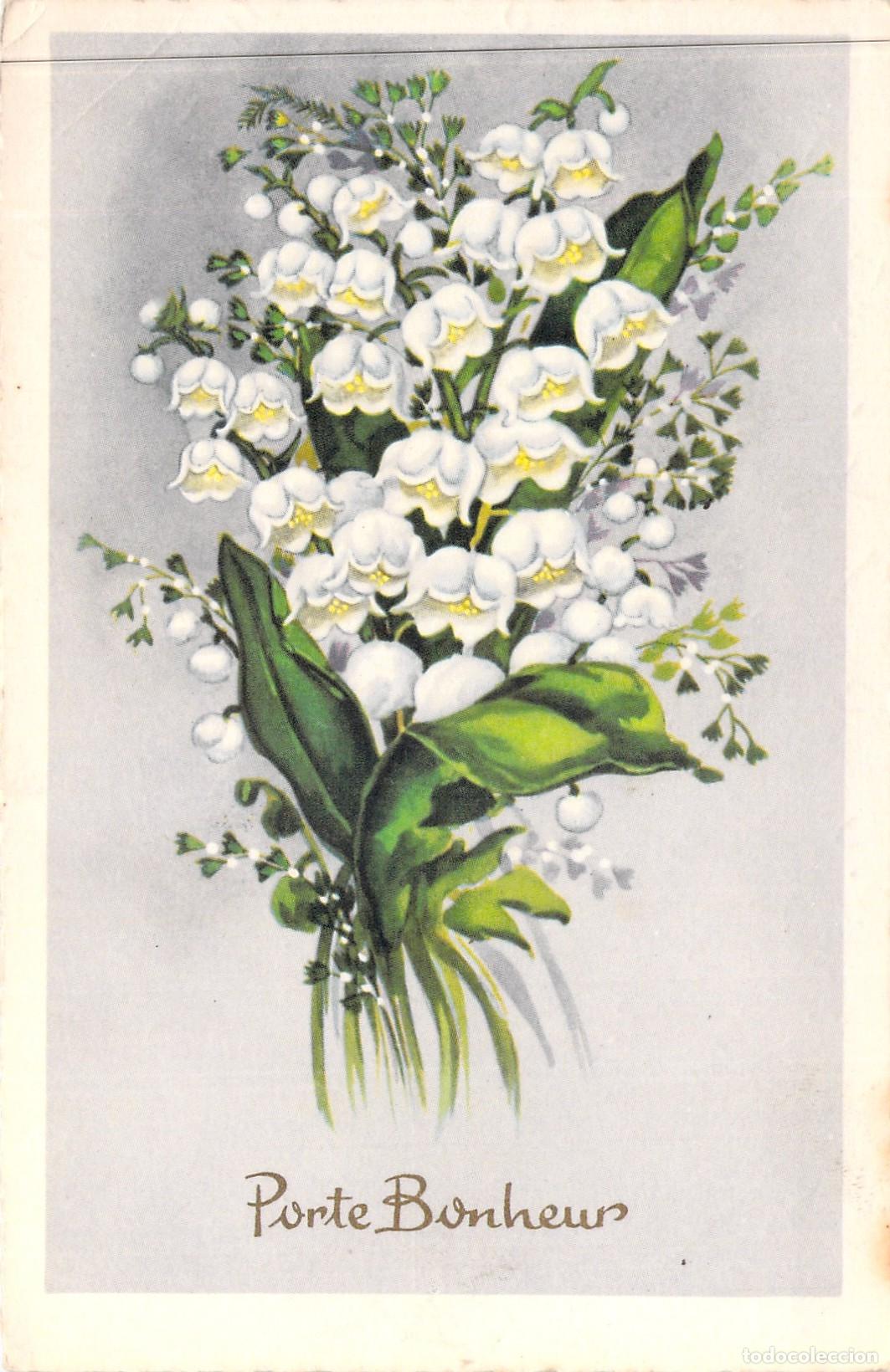 Postales: Postal de Lirio de los Valles con Mensaje de Buena Suerte
