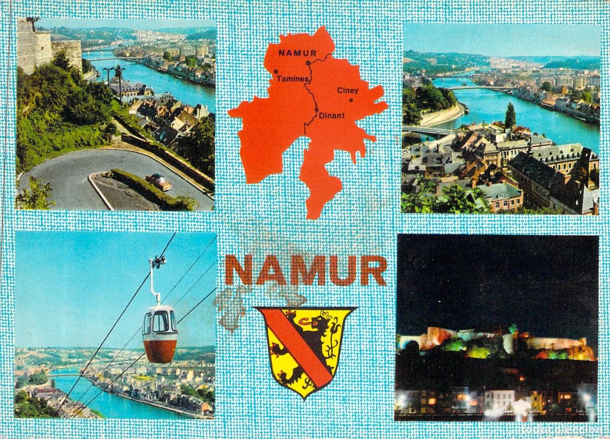 Postales: Tarjeta Postal de Namur, B&eacute;lgica - Vistas de la Ciudad y Telef&eacute;rico