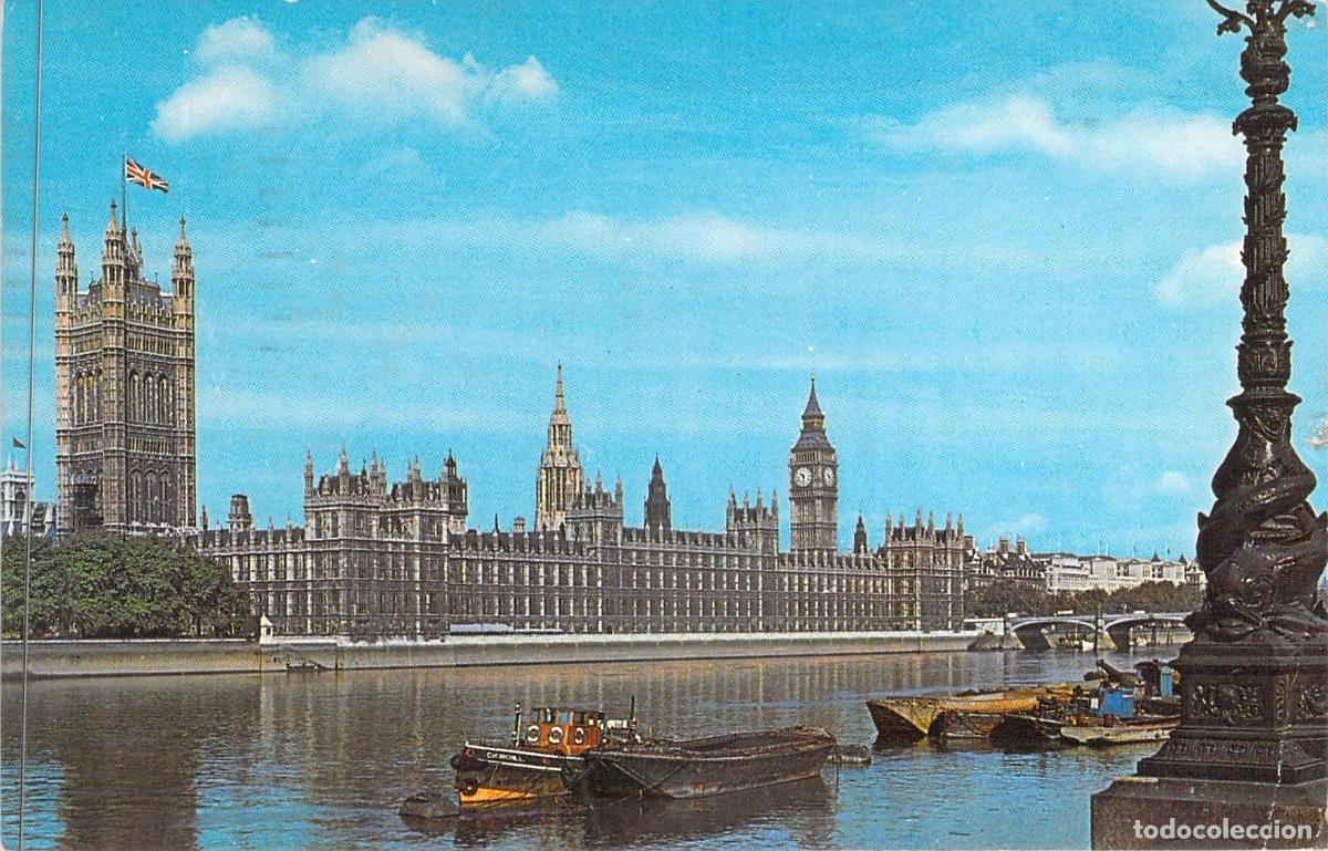 Postales: Postal de las Casas del Parlamento y el R&iacute;o T&aacute;mesis en Londres