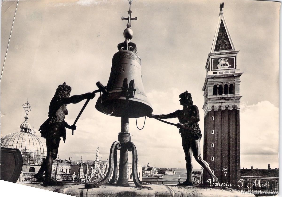 Cartes Postales: Tarjeta Postal Venecia - Esculturas I Mori y Campanario de San Marcos
