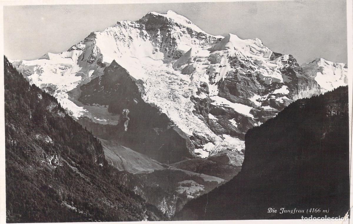 Cartes Postales: Postal de la Monta&ntilde;a Die Jungfrau Suiza Paisaje de los Alpes Suizos