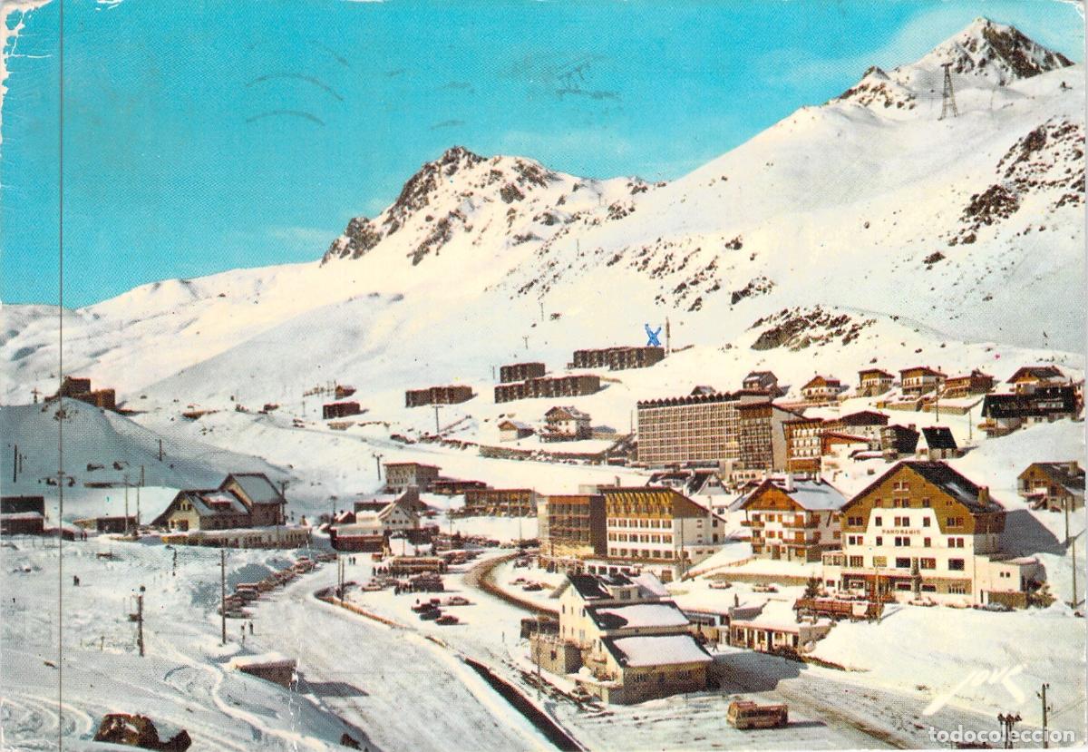 Postkarten: Postal de La Mongie-Tourmalet, Estaci&oacute;n de Esqu&iacute; en los Pirineos