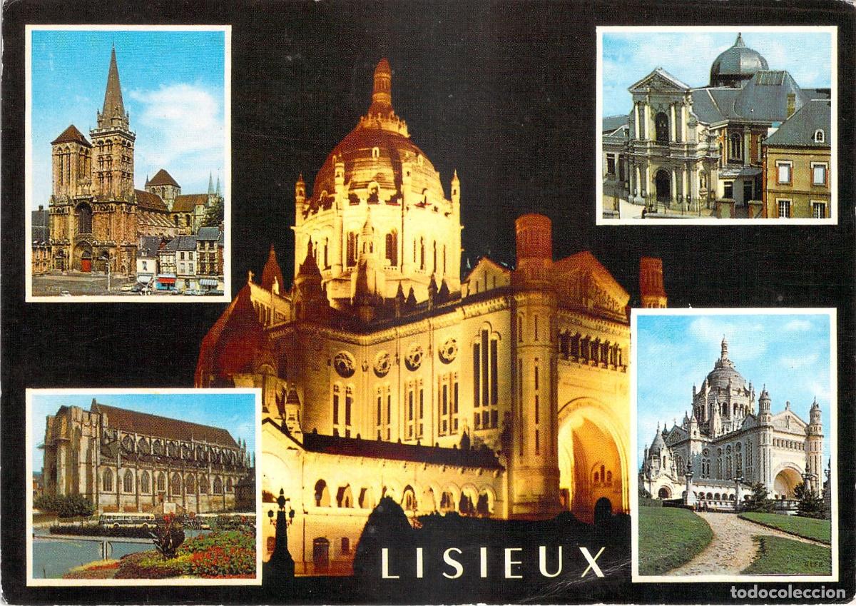 Postkarten: Postal de Lisieux con la Bas&iacute;lica de Santa Teresa y monumentos